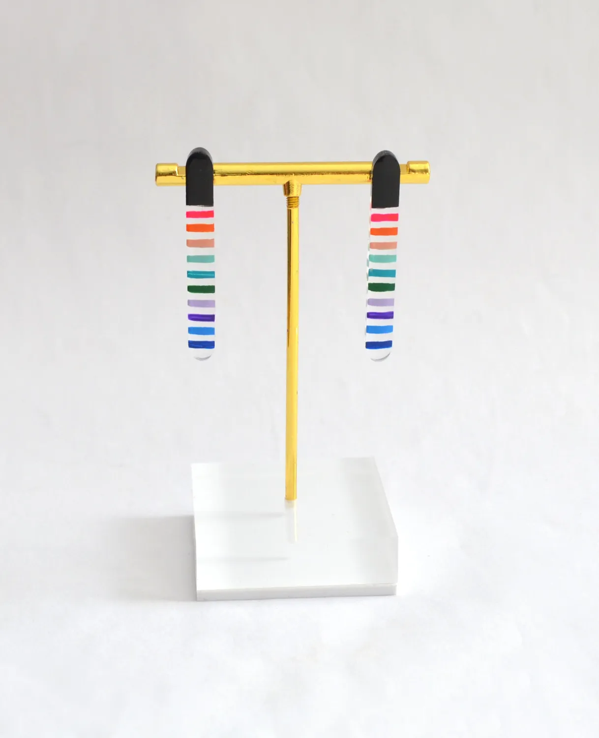 BooandBooFactory Rainbow Stripes øredobber svart