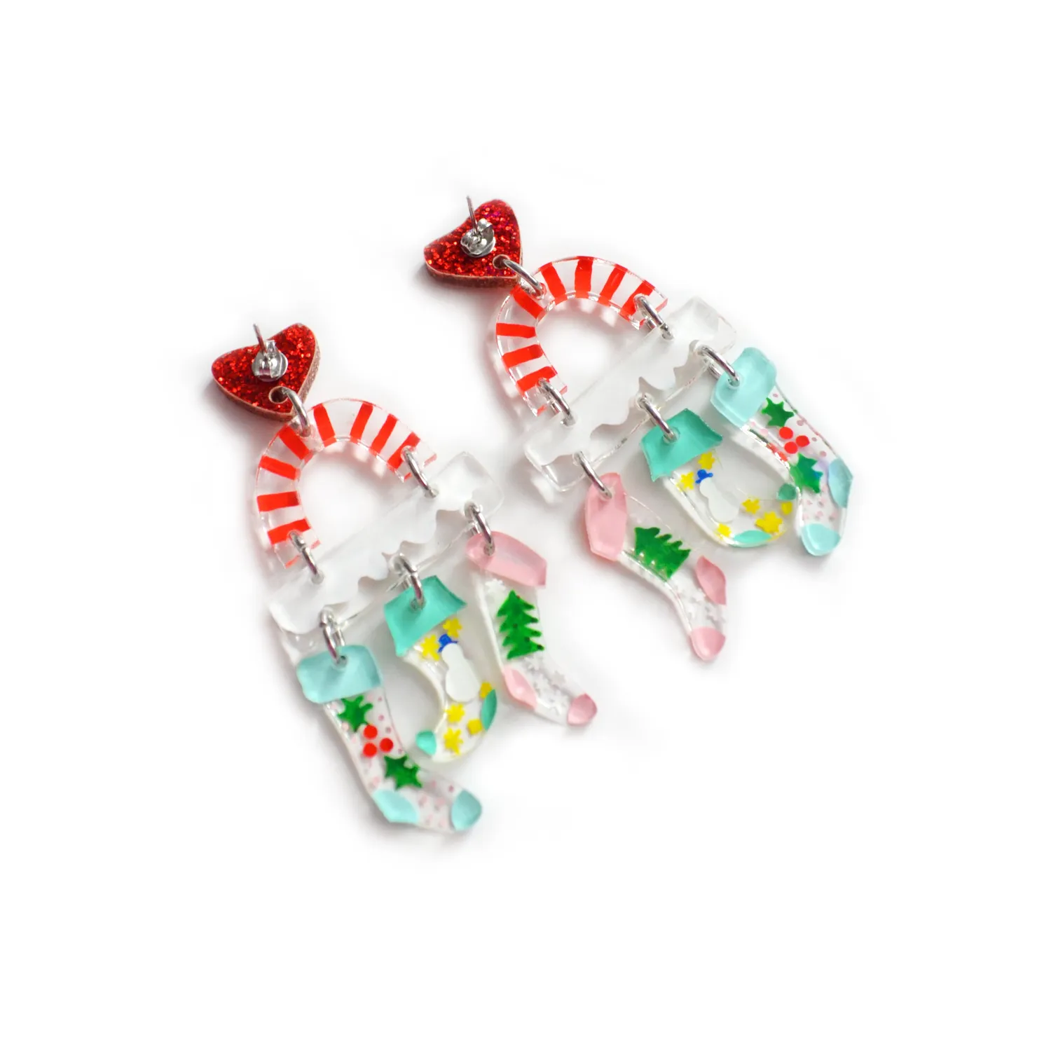 BooandBooFactory Christmas Stockings akryl øredobber jul