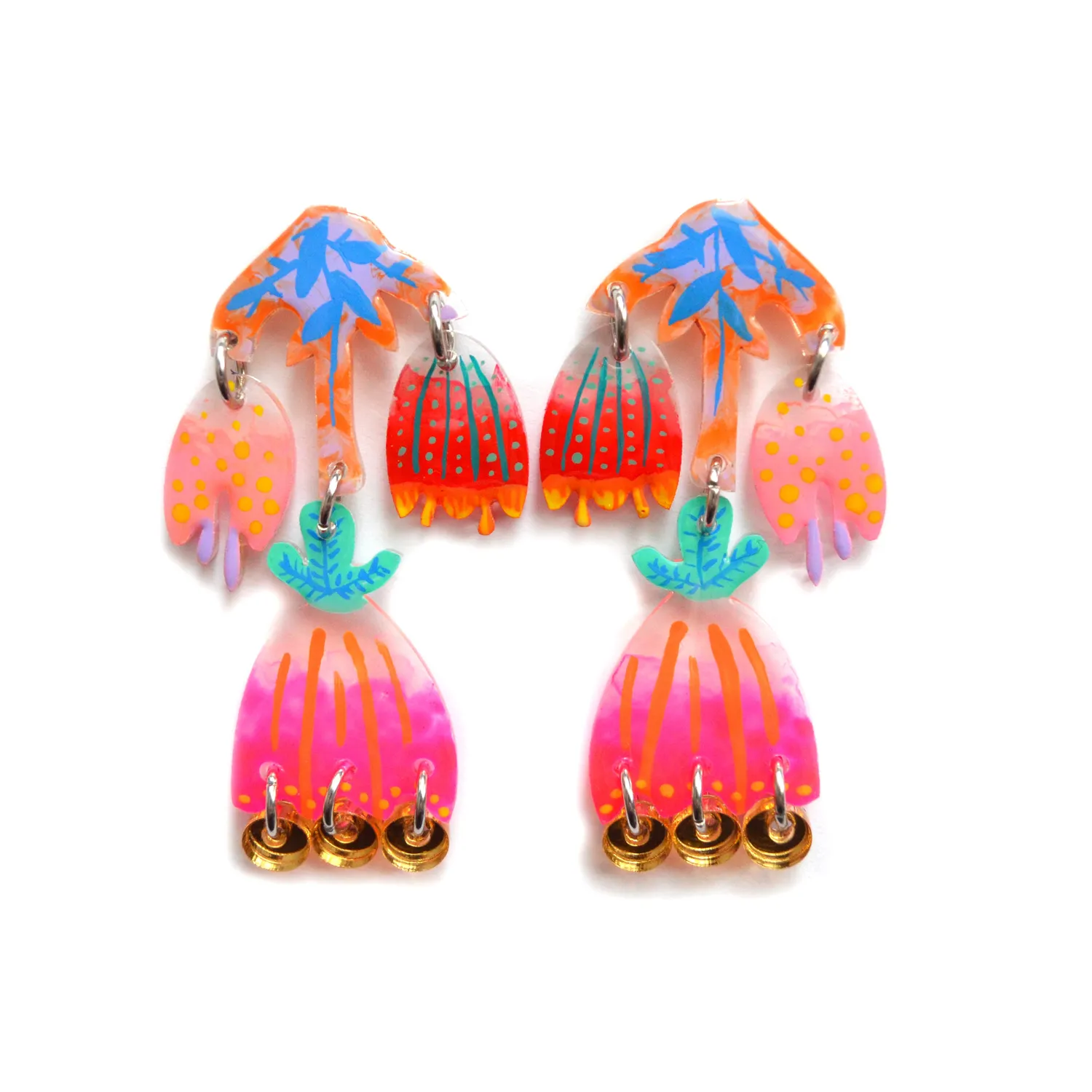 BooandBooFactory Tulip Flower studs øredobber flerfarget