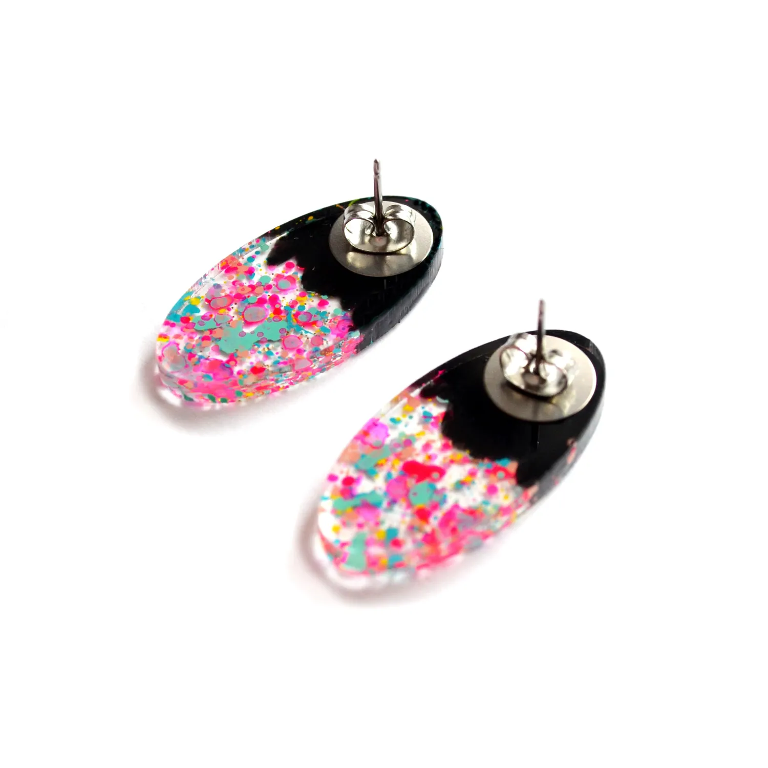BooandBooFactory Confetti Glitter studøredobber oval