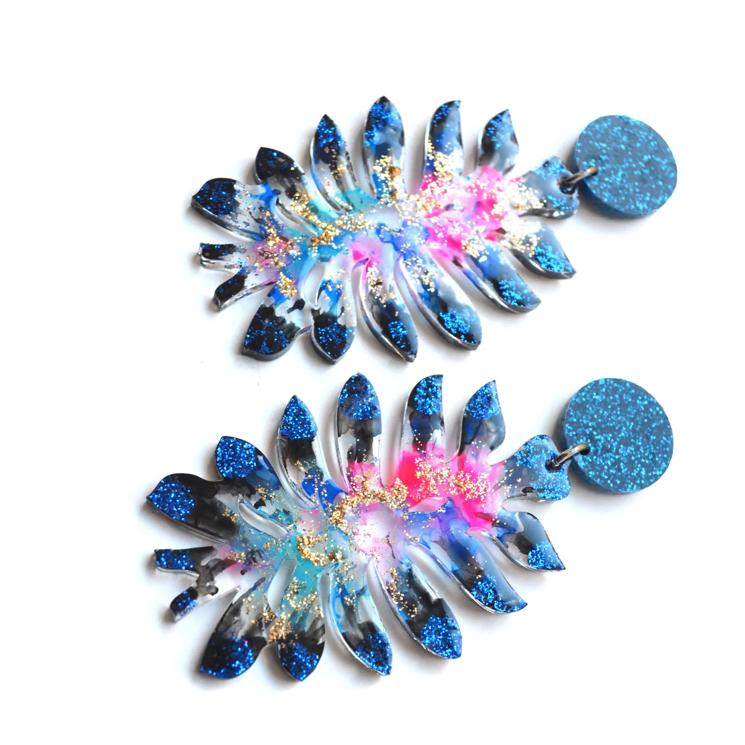 BooandBooFactory Space Flower statement øredobber glitter
