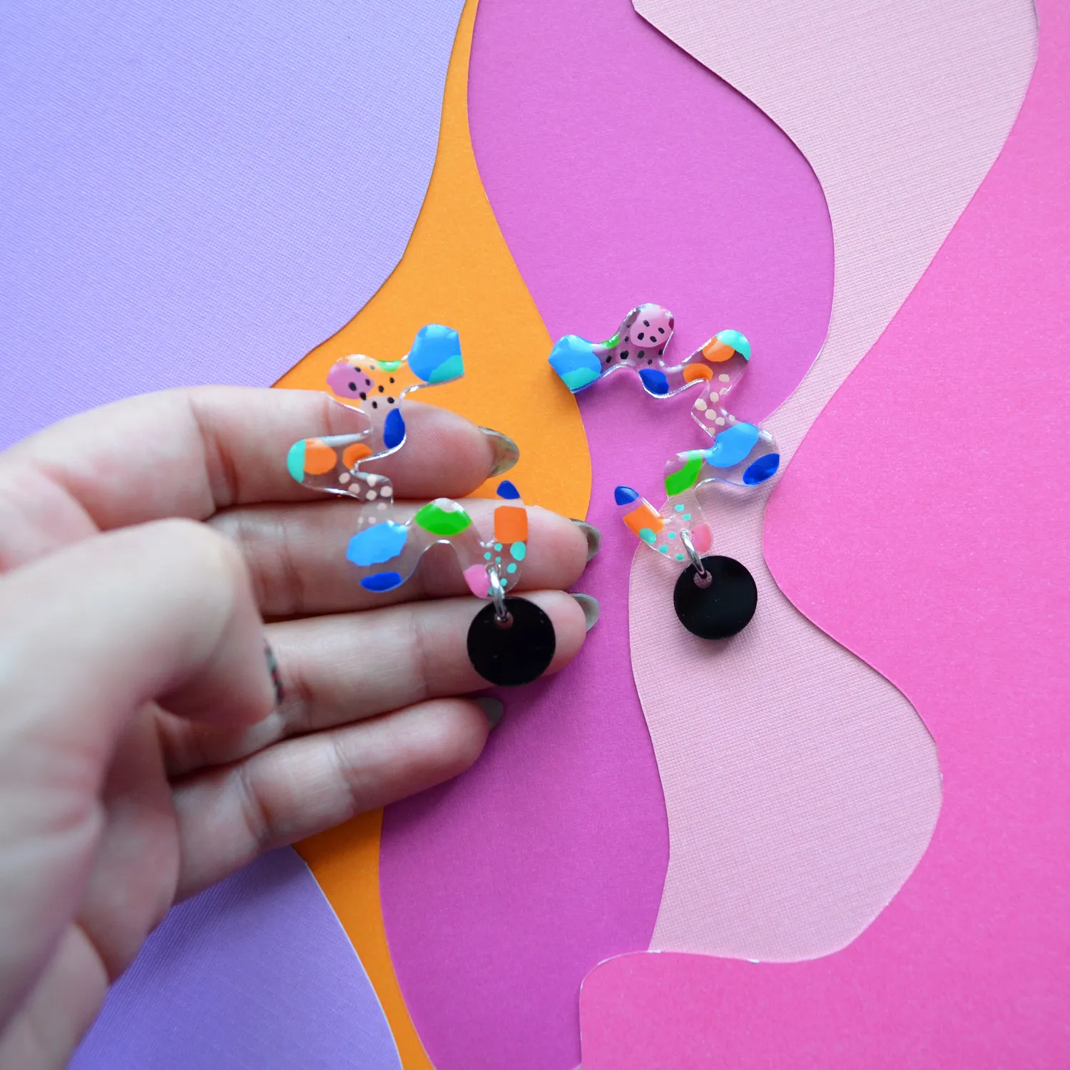 BooandBooFactory Clear Squiggle øredobber studs 38 mm