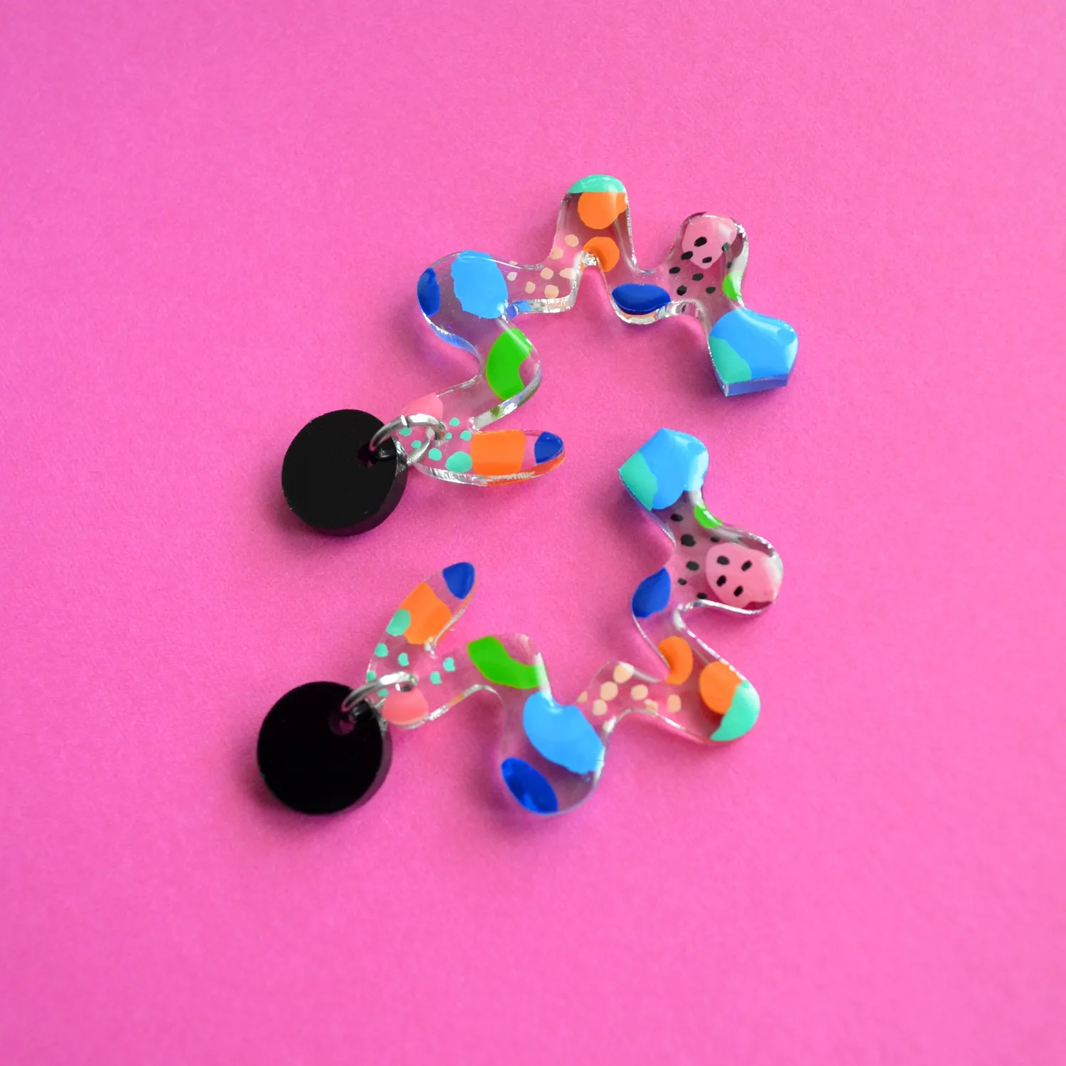 BooandBooFactory Clear Squiggle øredobber studs 38 mm