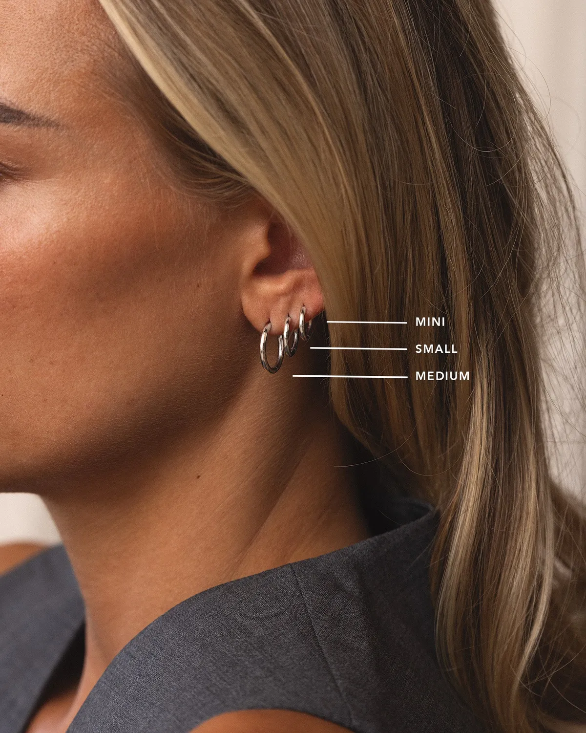 Mockberg Slim Small Hoops øredobber sølv 13 mm stål