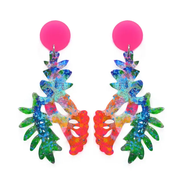 BooandBooFactory Tropical Flower øredobber 1 par fargerik