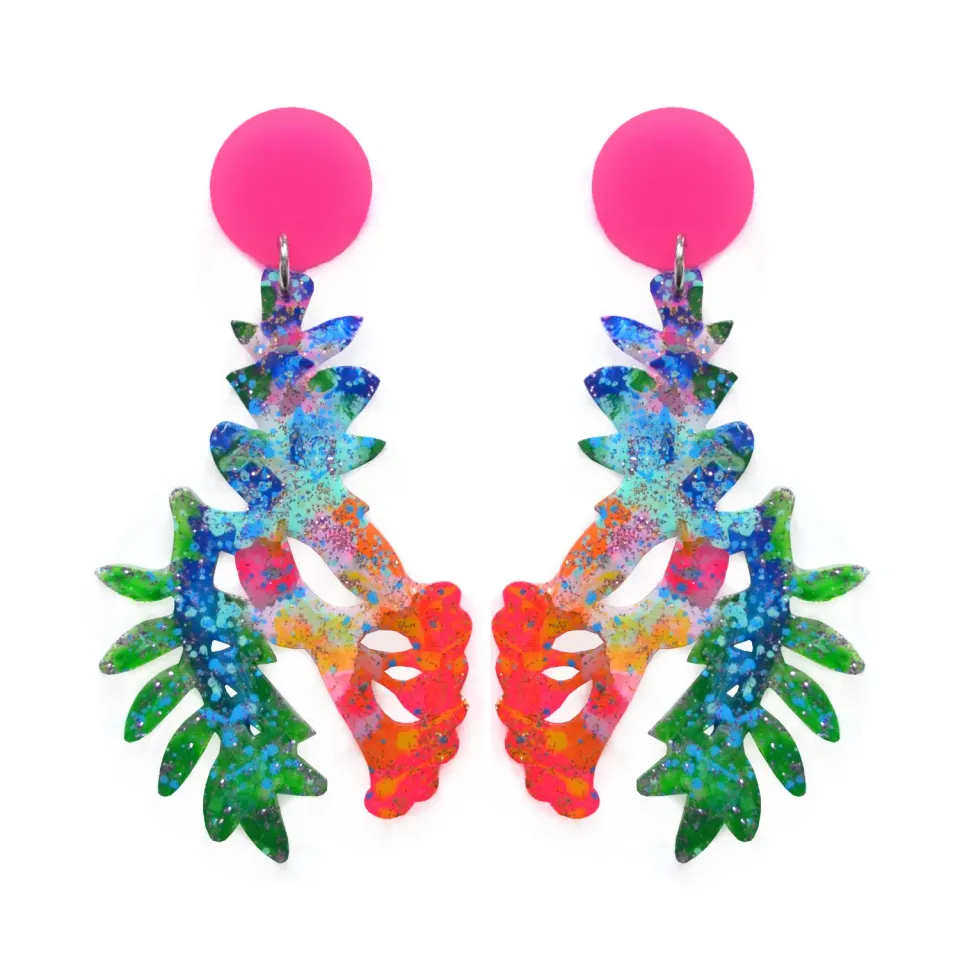 BooandBooFactory Tropical Flower øredobber 1 par fargerik