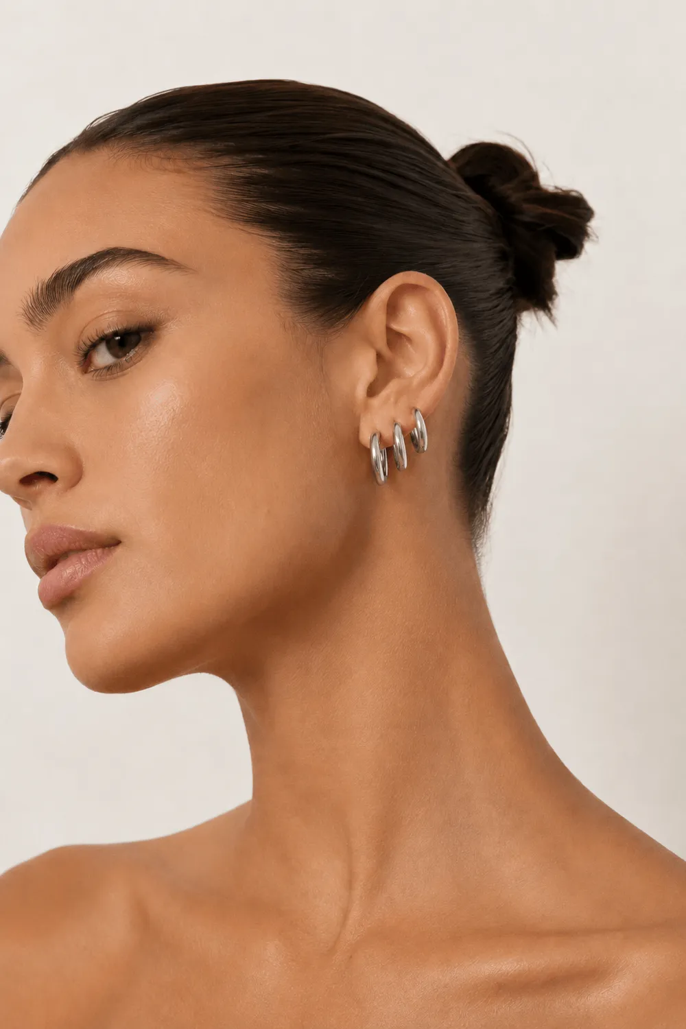 Mea Nani Chunky Hoops Set øredobber sølv 6-pk