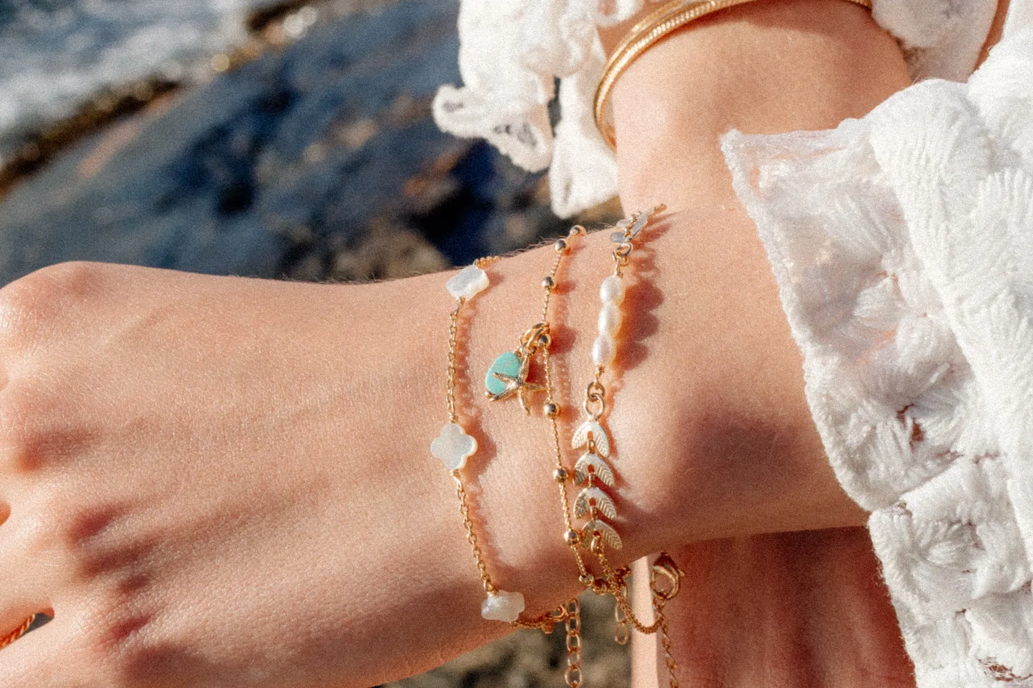 Eremis Turquisane armbånd 18k gull turkis 16-18cm