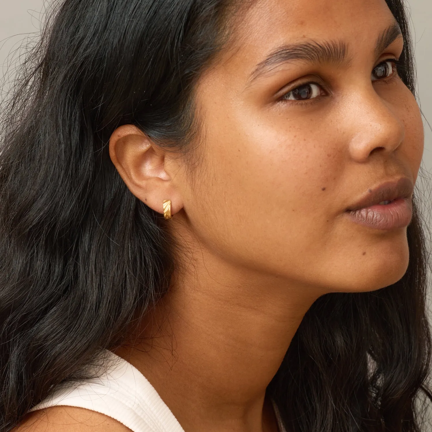 Enamel Wave Mini hoops øredobber gull 10 mm