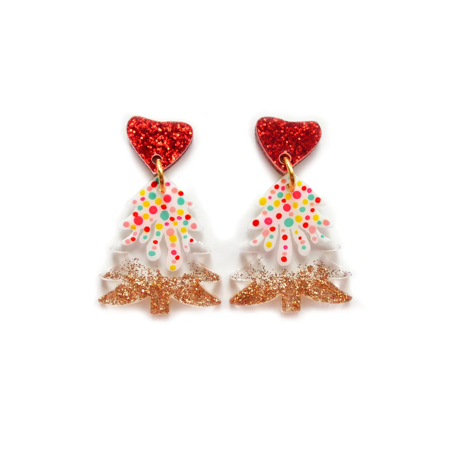 BooandBooFactory Hearts Snow juletreøredobber glitter