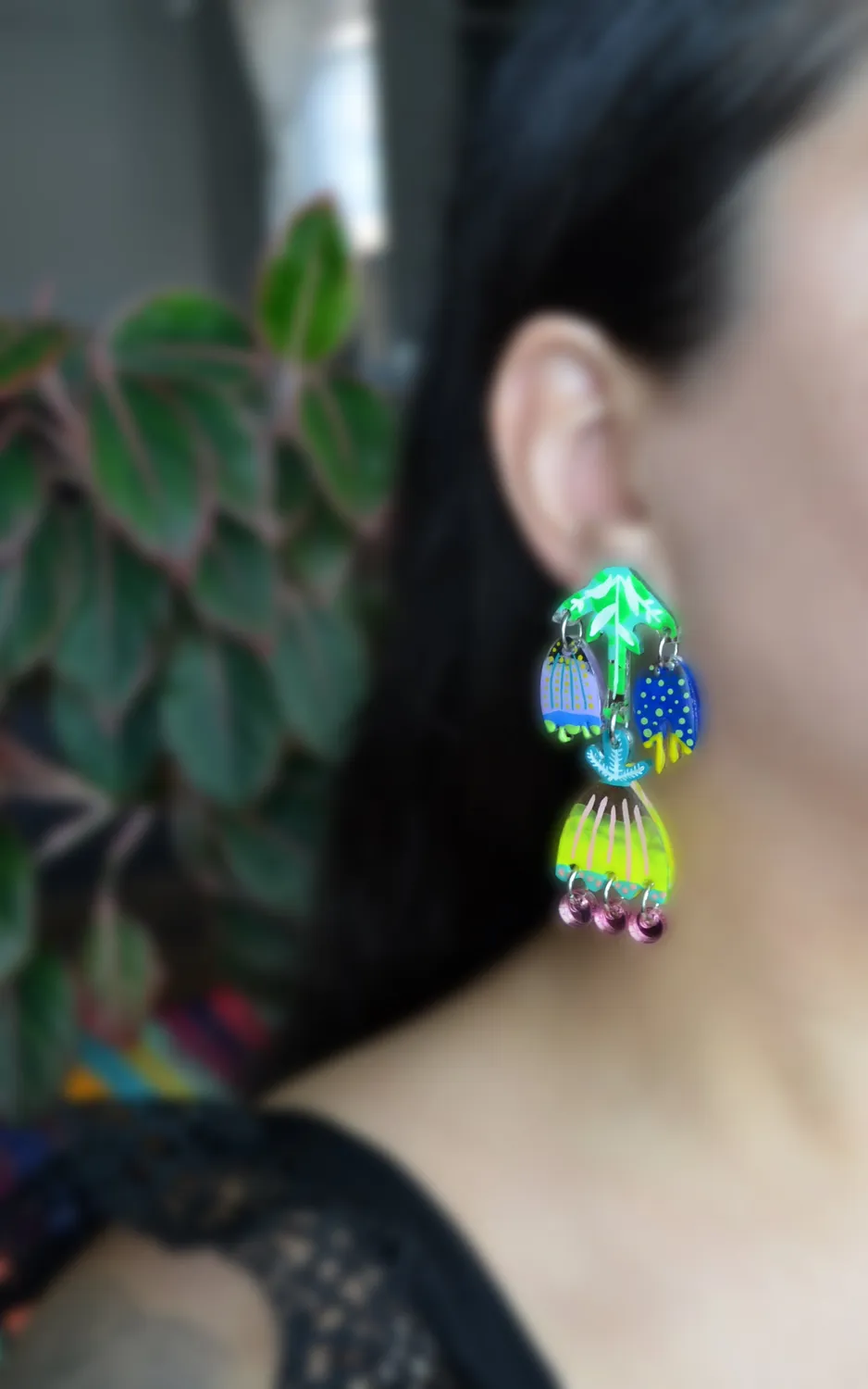 BooandBooFactory Neon Tulip blomsterøredobber pastell neon