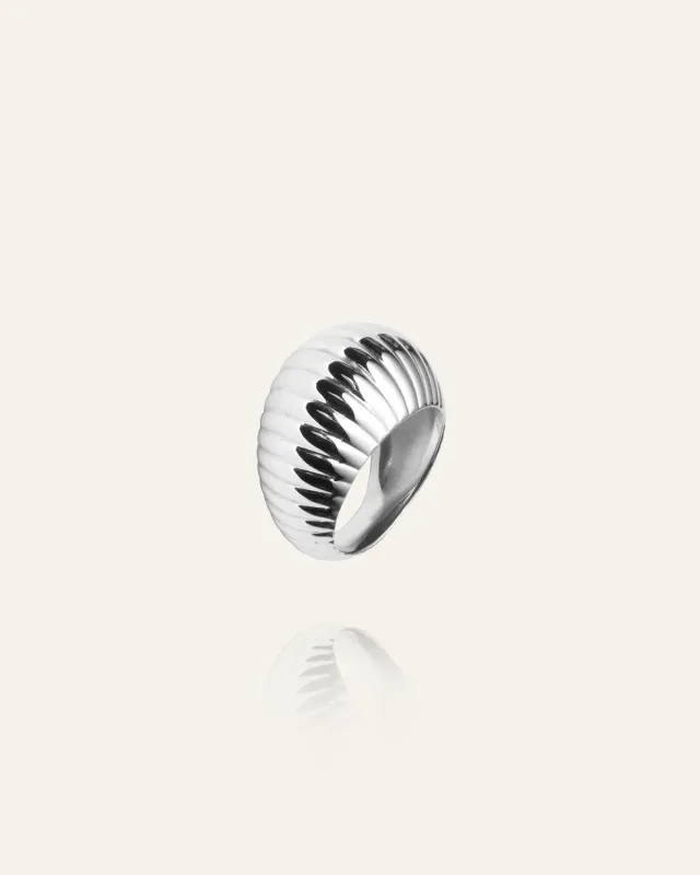 Mockberg Henriette Ring sølvring stål riflet str 50-60