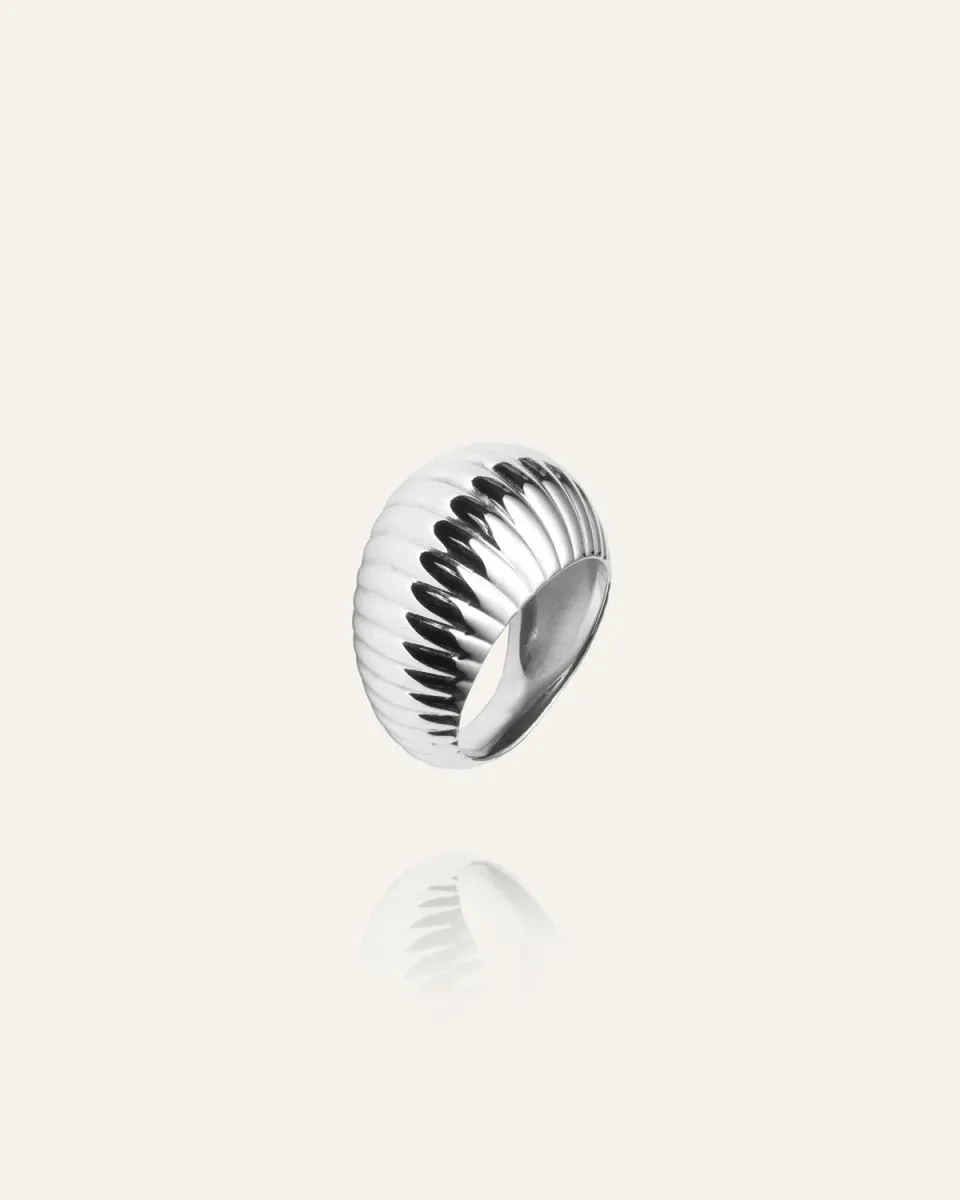 Mockberg Henriette Ring sølvring stål riflet str 50-60