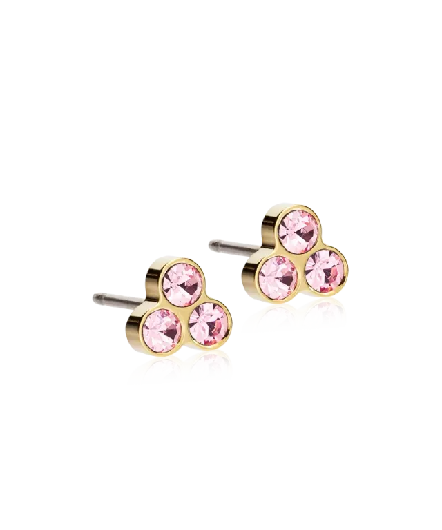 Blomdahl Clover øredobber 6 mm light rose gull titan