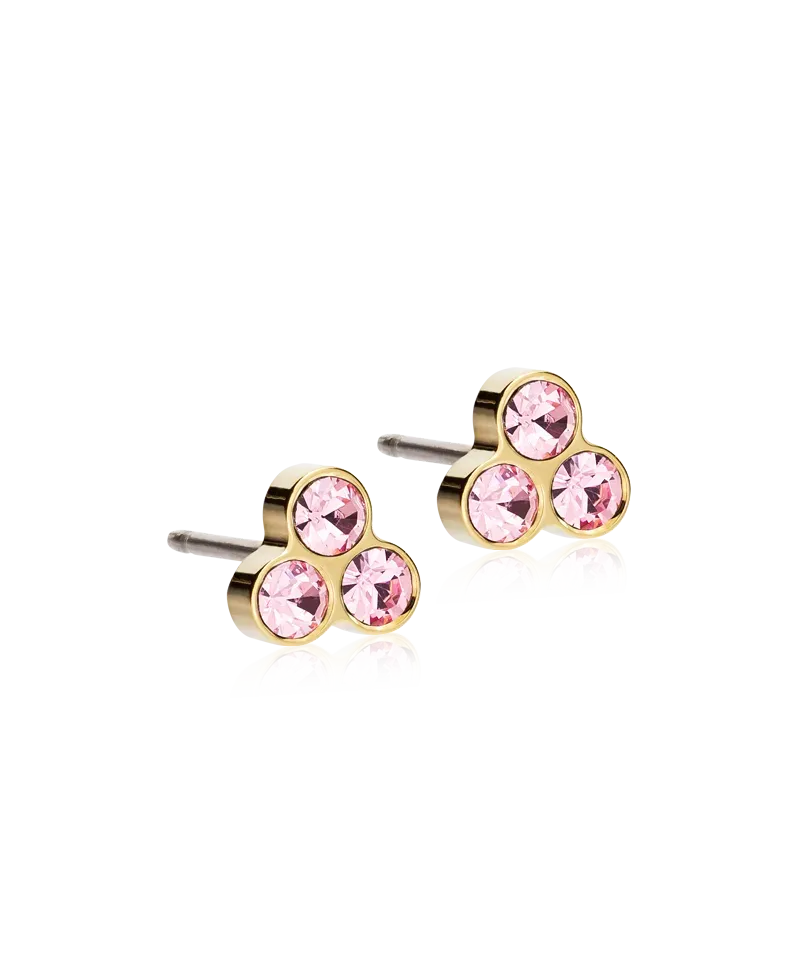 Blomdahl Clover øredobber 6 mm light rose gull titan