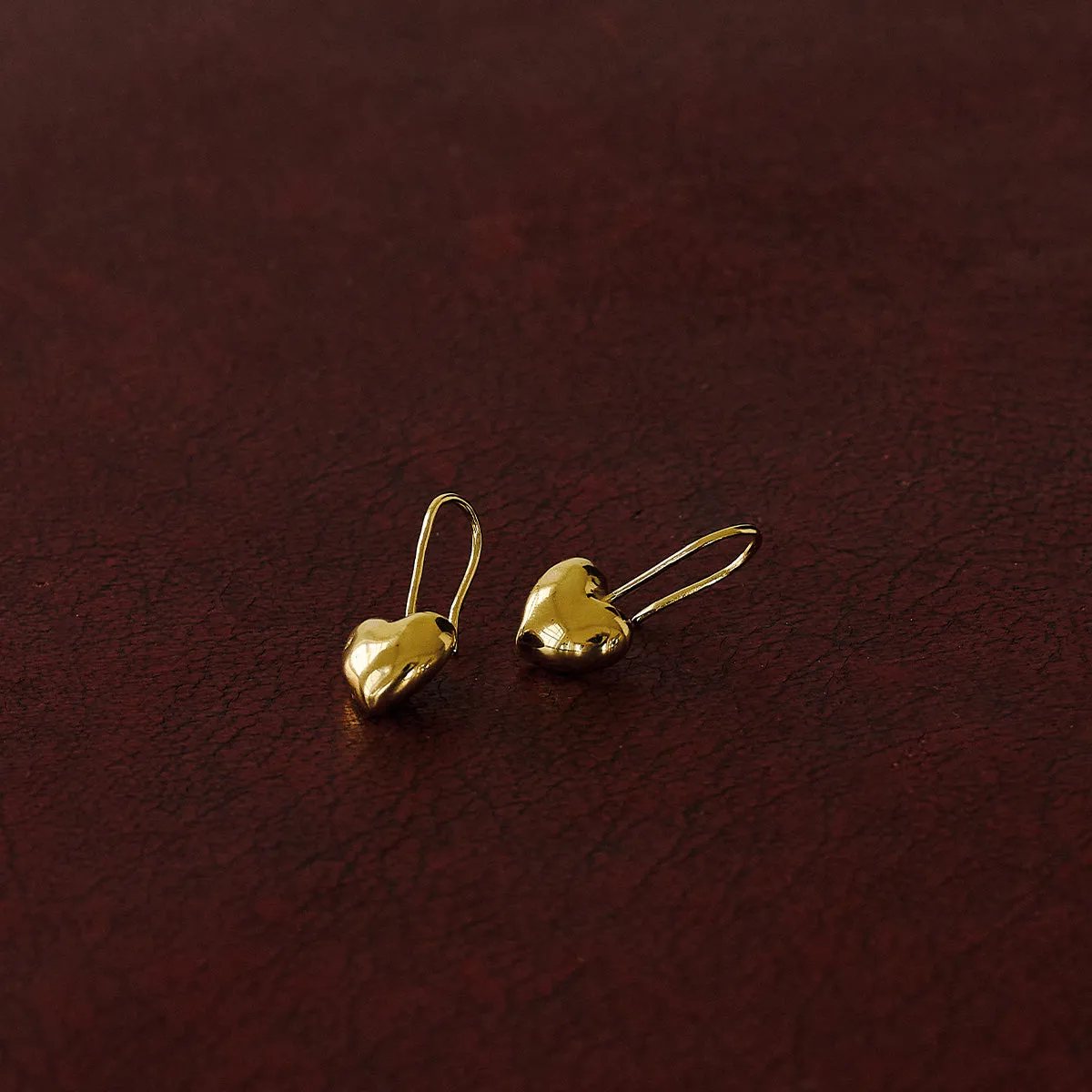Enamel Poma Drop Heart øredobber 23 mm gull