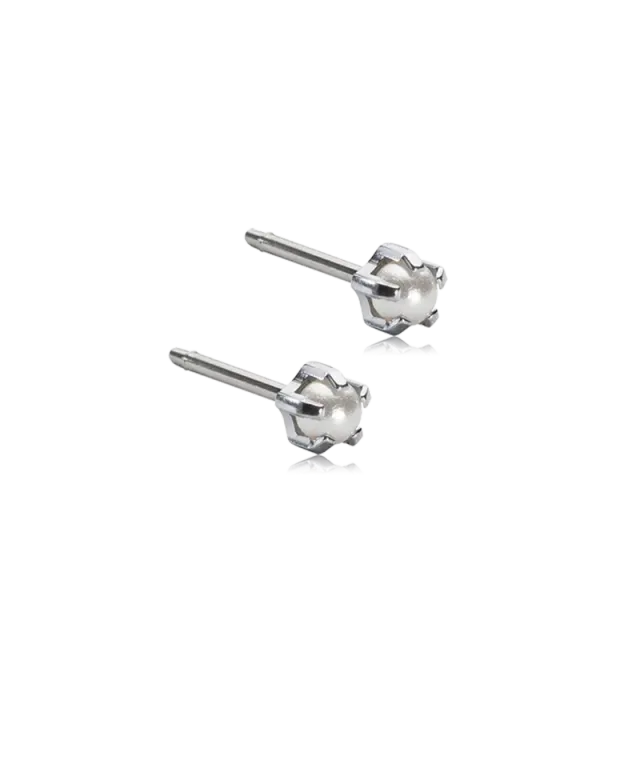 Blomdahl Tiffany Pearl øredobber hvit 4 mm sølv