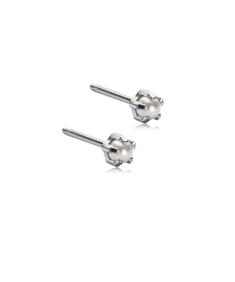 Blomdahl Tiffany Pearl øredobber hvit 4 mm sølv