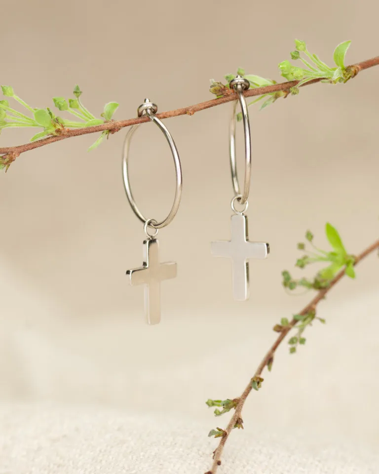 Blomdahl Ear Ring Pendant Cross øredobb titan 14 mm