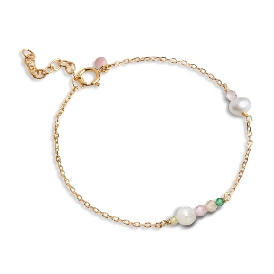 Enamel Sofia armbånd forgylt perle 15 cm