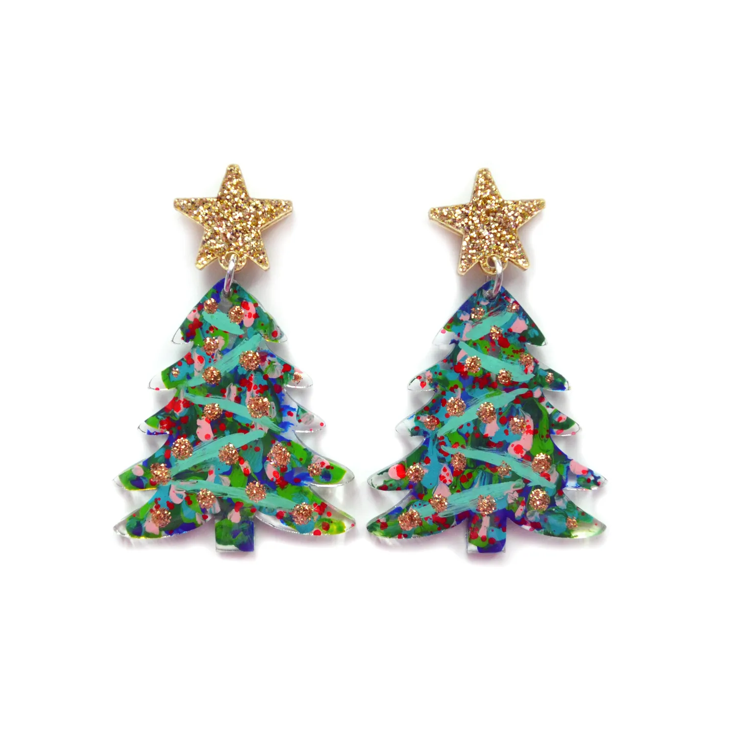 BooandBooFactory Holiday Tree øredobber abstrakt rosa akryl
