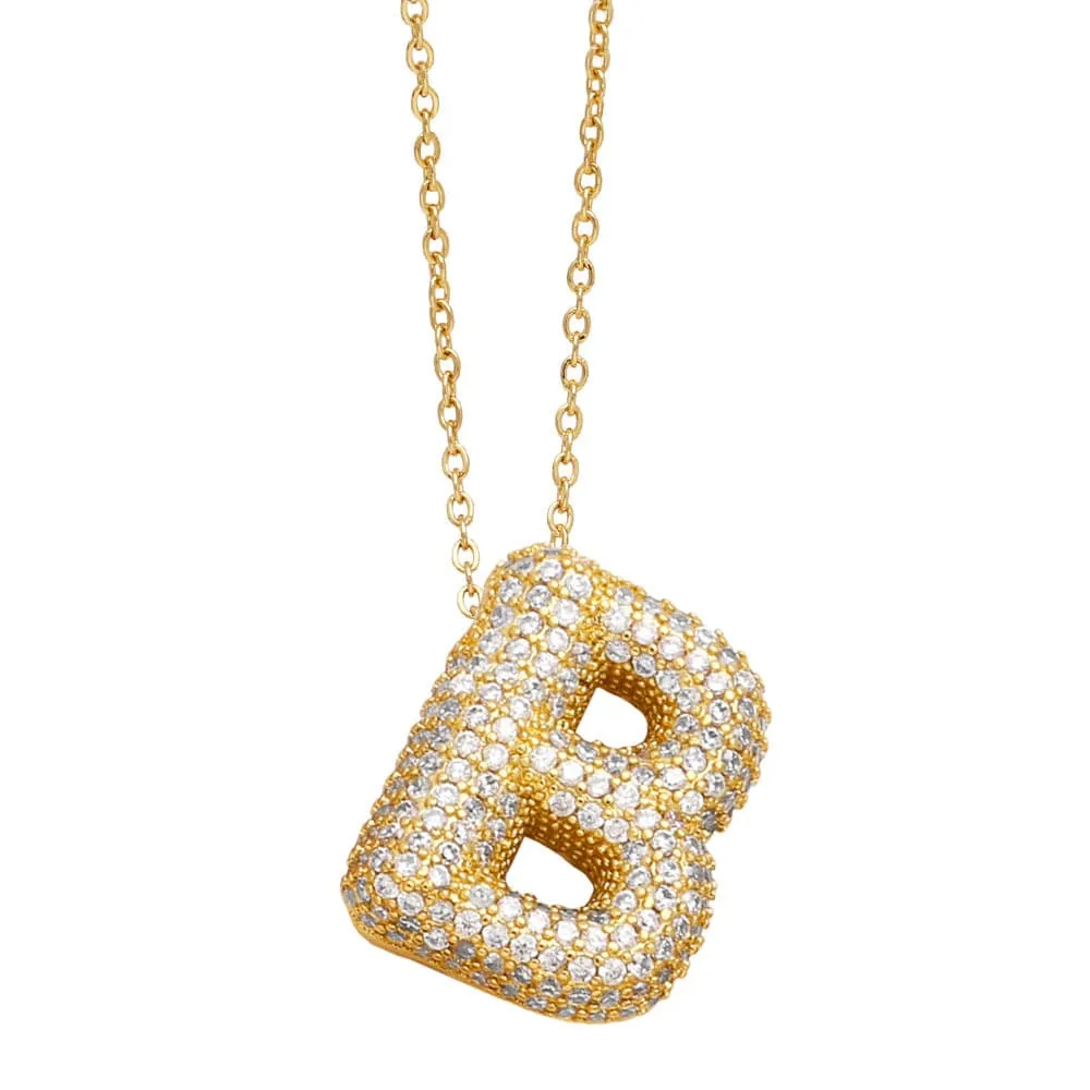 Mea Nani Diamond Initial bokstavsmykke gull A-Z med zirconia
