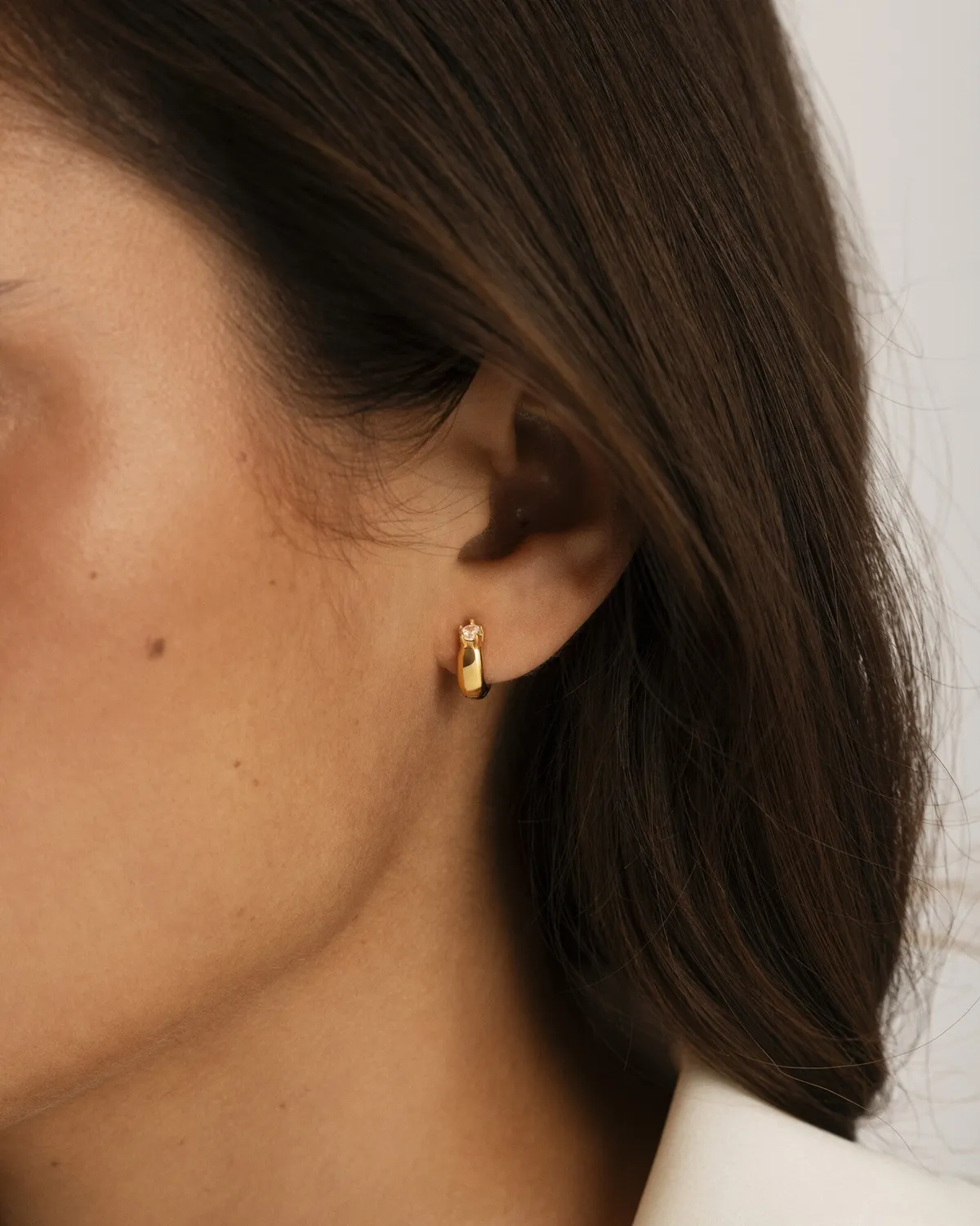 Mockberg Soleil Hoops øredobber gull 11 mm zirkonia