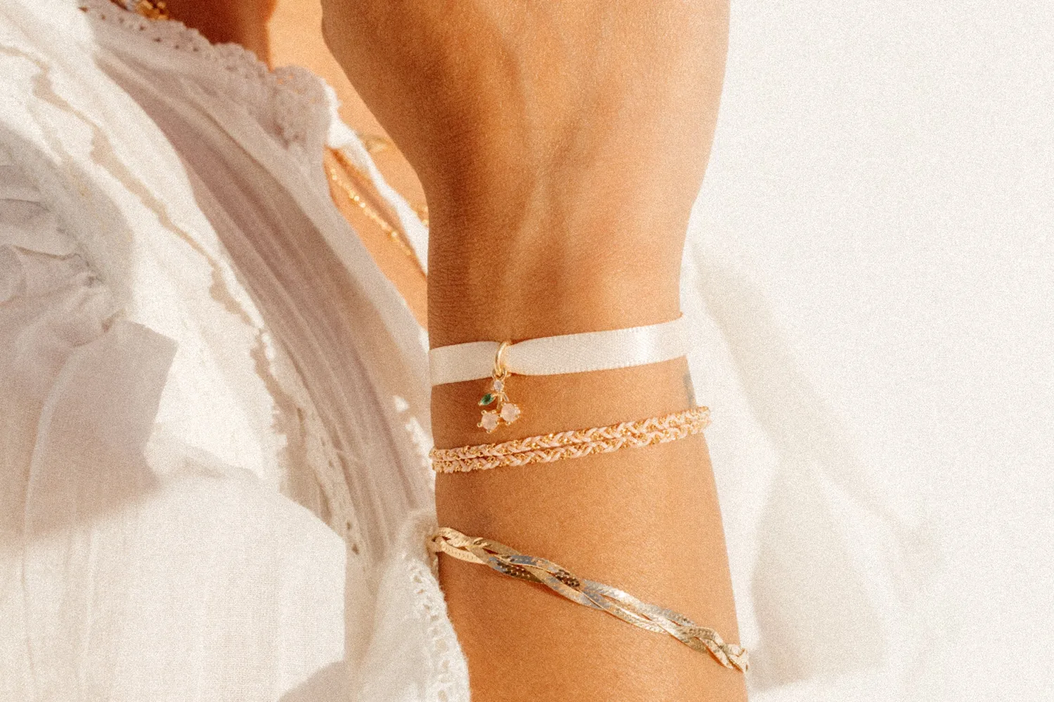 Eremis Lianora rosédusk armbånd flettet