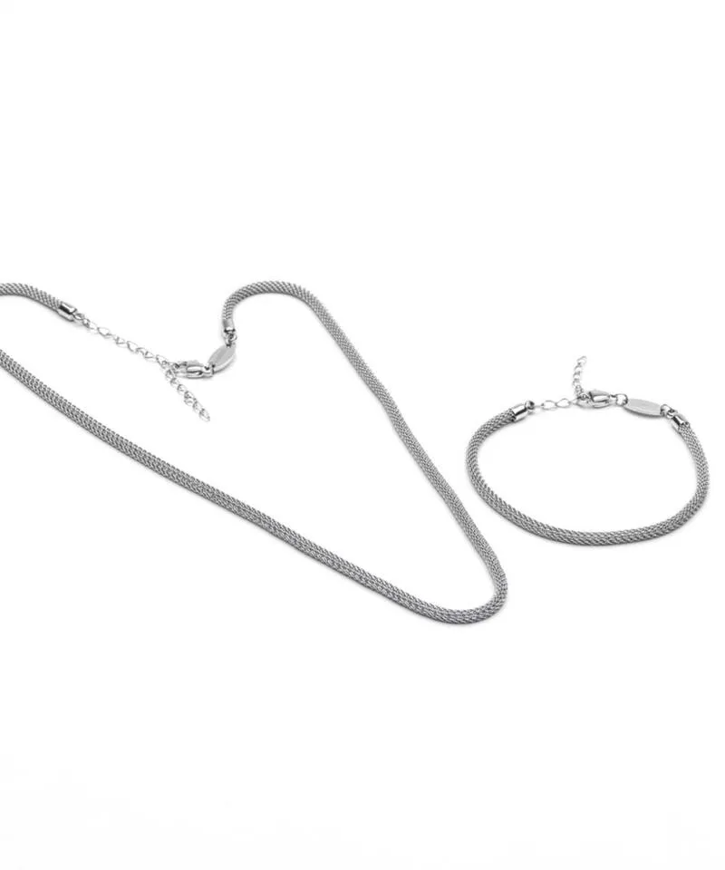 Blomdahl Round Mesh armbånd sølv 15,5-19 cm