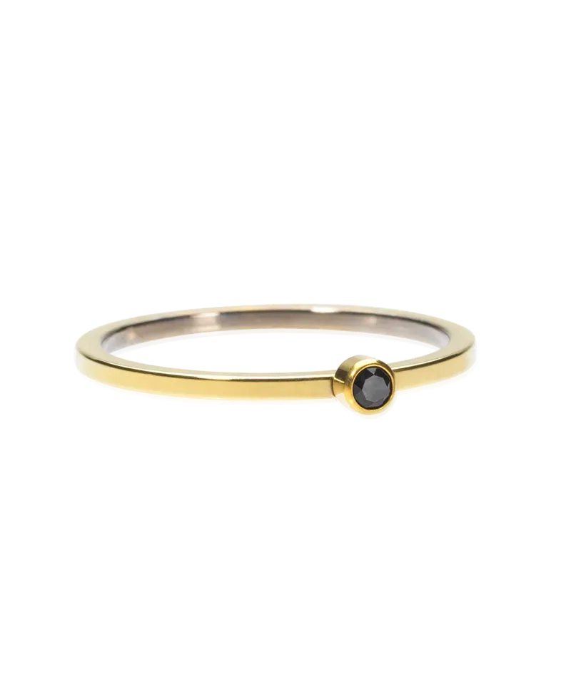 Blomdahl Bezel Tiny Ring ring gull svart 16 mm