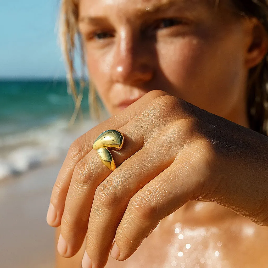 Mea Nani Bergen Chunky ring 17 gullbelagt statement