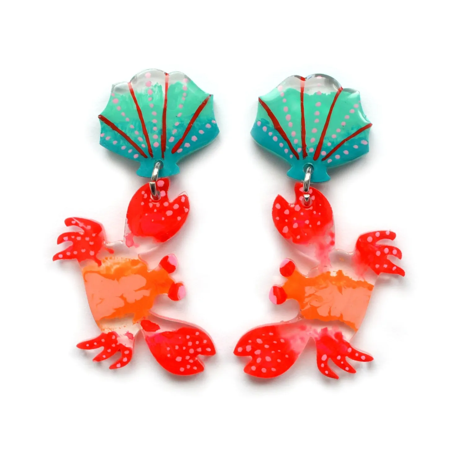 BooandBooFactory Red Crab øredobber akryl statement