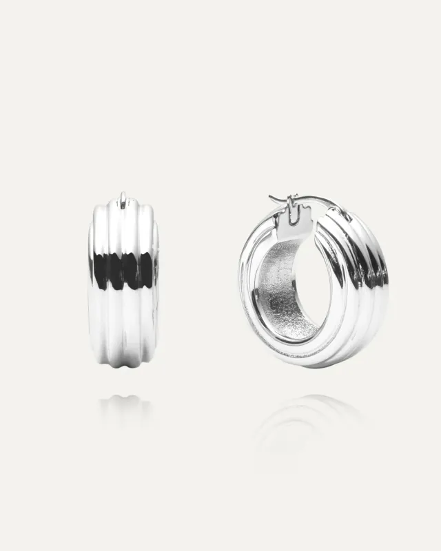 Mockberg Edge Ribbed Medium hoops sølv 24 mm