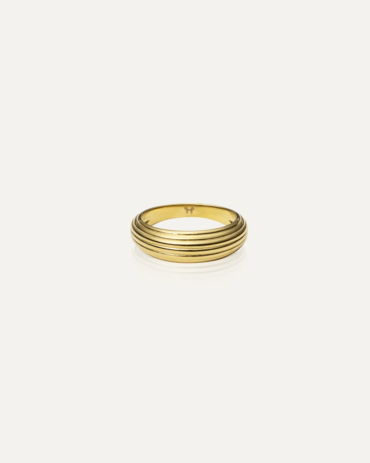 Mockberg Edge Ribbed Ring gullring stål str 52 riflet