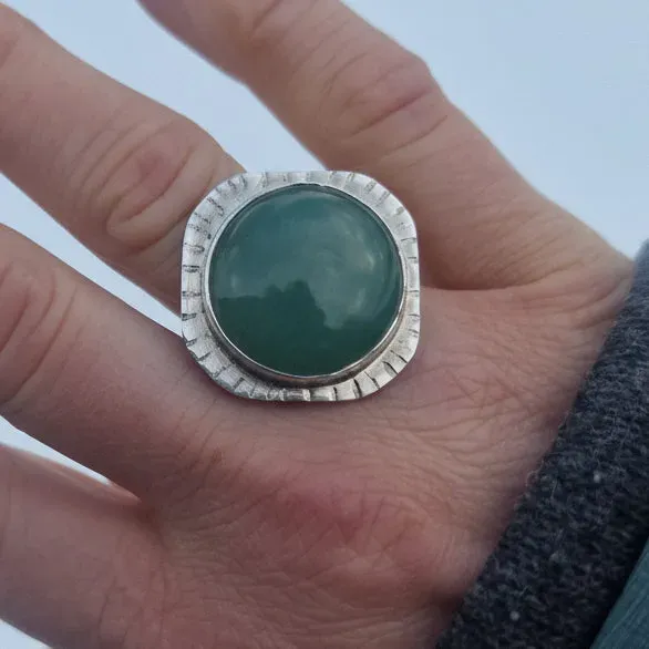 Kunstnerbonden Lykke ring sølv aventurin 12 mm