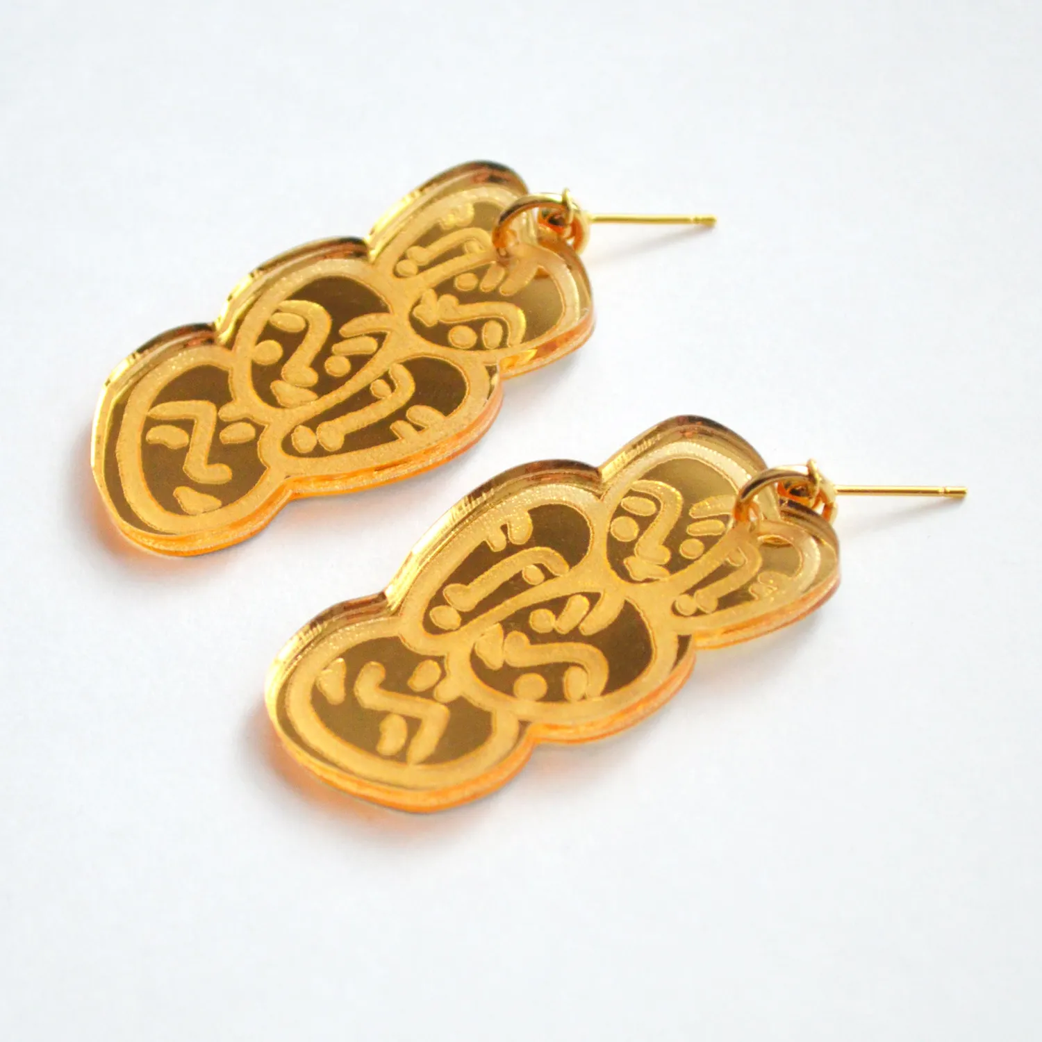 BooandBooFactory Gold Small Face øredobber gull