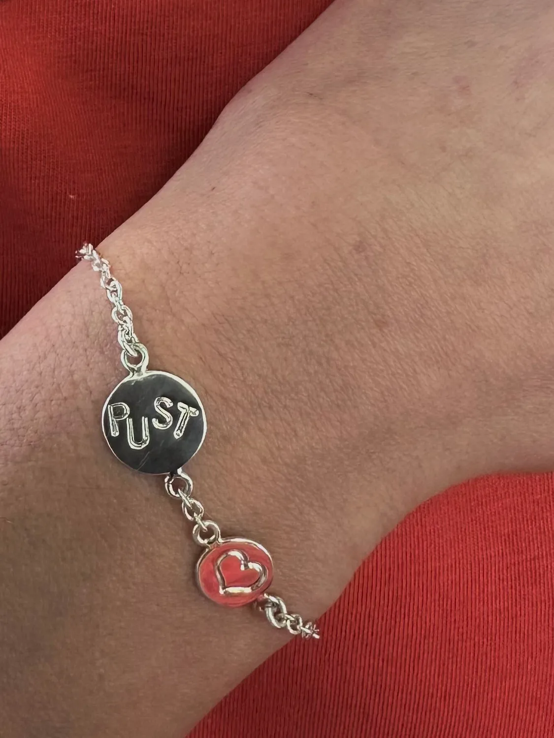 Sivia Pust og hjerte armbånd sølv 15-19 cm