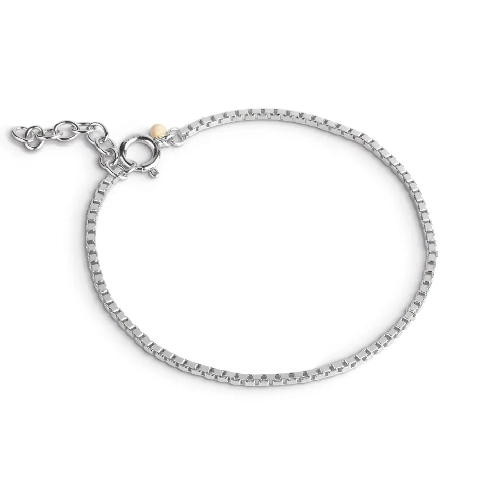 ENAMEL Copenhagen Box Chain armbånd 15+3 cm sølv