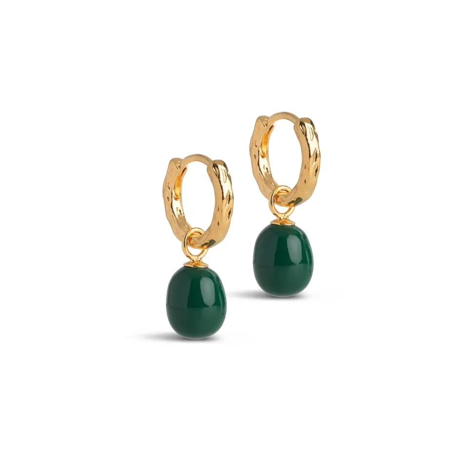 Enamel Significant hoops petrol 23x13 mm forgylt sølv
