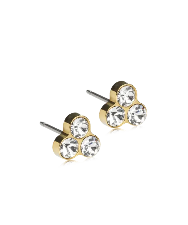 Blomdahl Clover øredobb gull 6 mm crystal