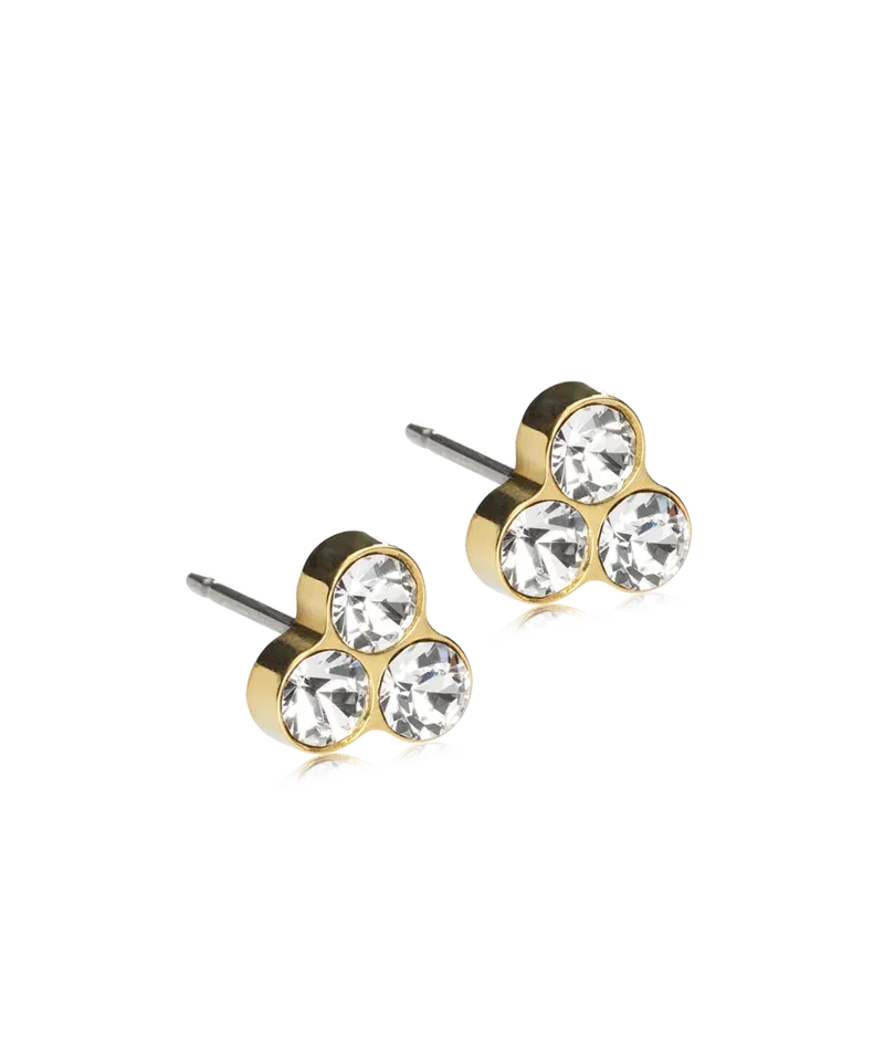 Blomdahl Clover øredobb gull 6 mm crystal