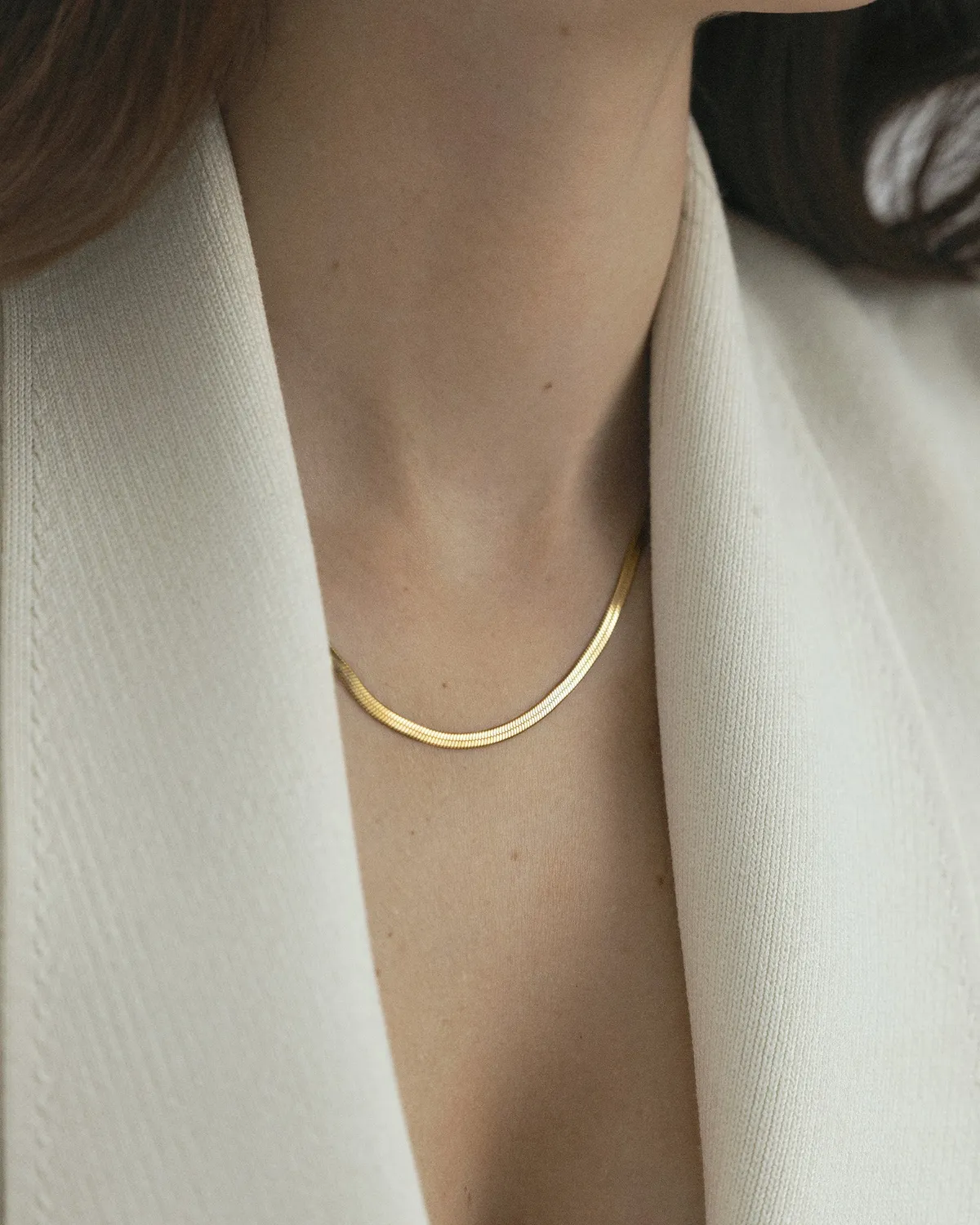 Mockberg Thin Snake Necklace halskjede gull 400mm