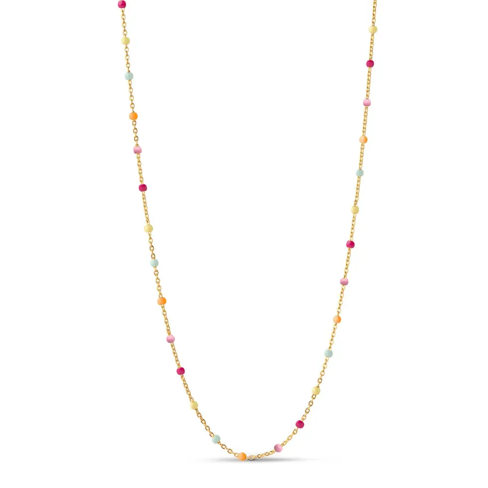 Enamel Lola halskjede Rainbow 42 cm gull