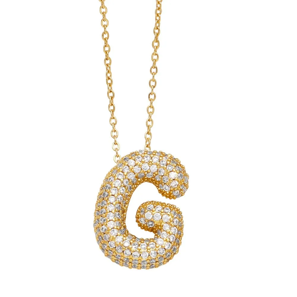 Mea Nani Diamond Initial bokstavsmykke gull A-Z med zirconia