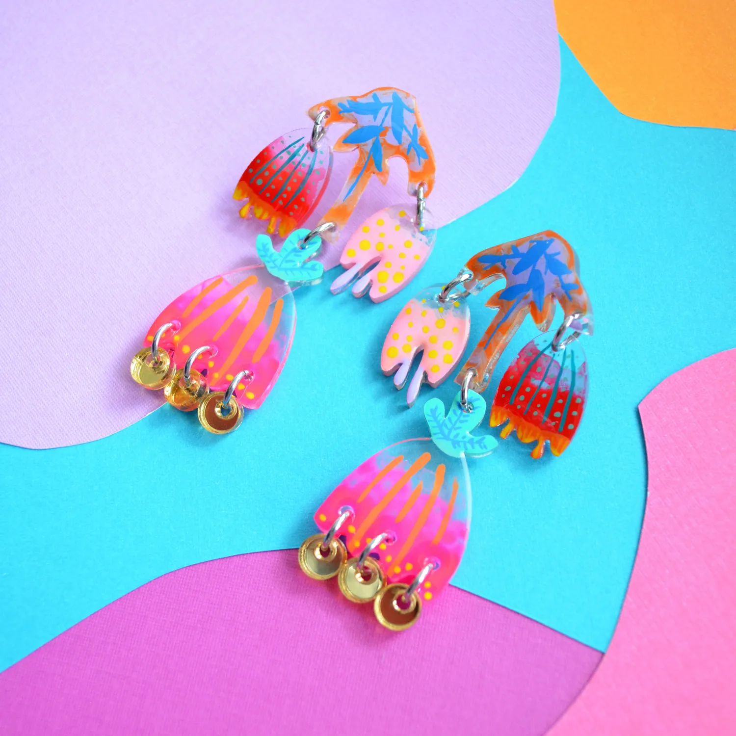 BooandBooFactory Tulip Flower studs øredobber flerfarget