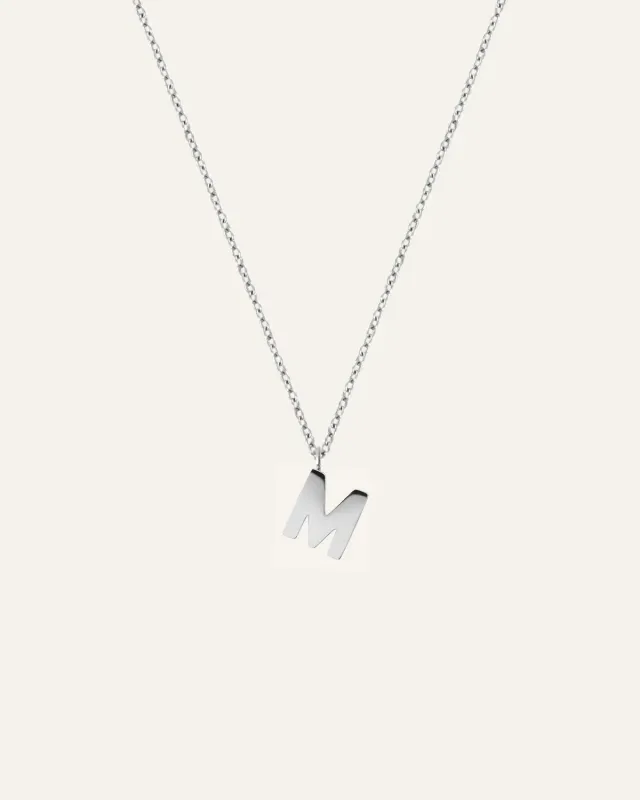 Mockberg Petite Plain Letter halskjede sølv vattentett