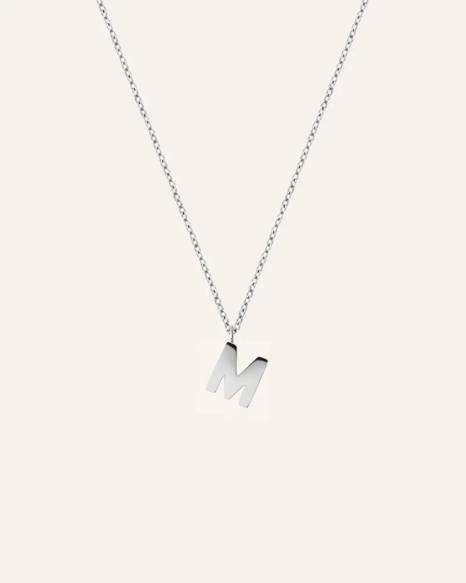 Mockberg Petite Plain Letter halskjede sølv vattentett