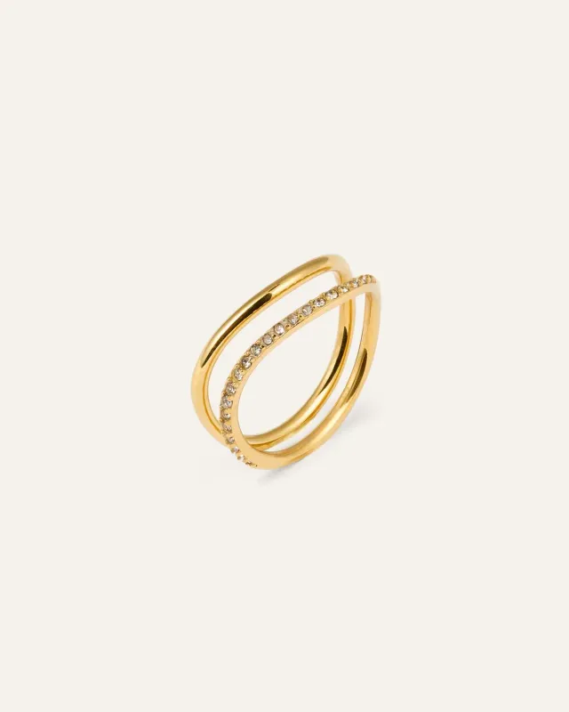 Mockberg Lys Ring ringesett 52 gull krystall