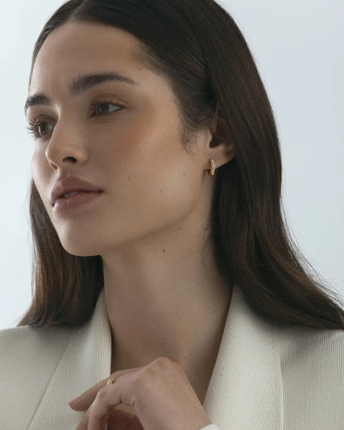 Mockberg Pavé Everyday Small Hoops øredobber gull 14 mm