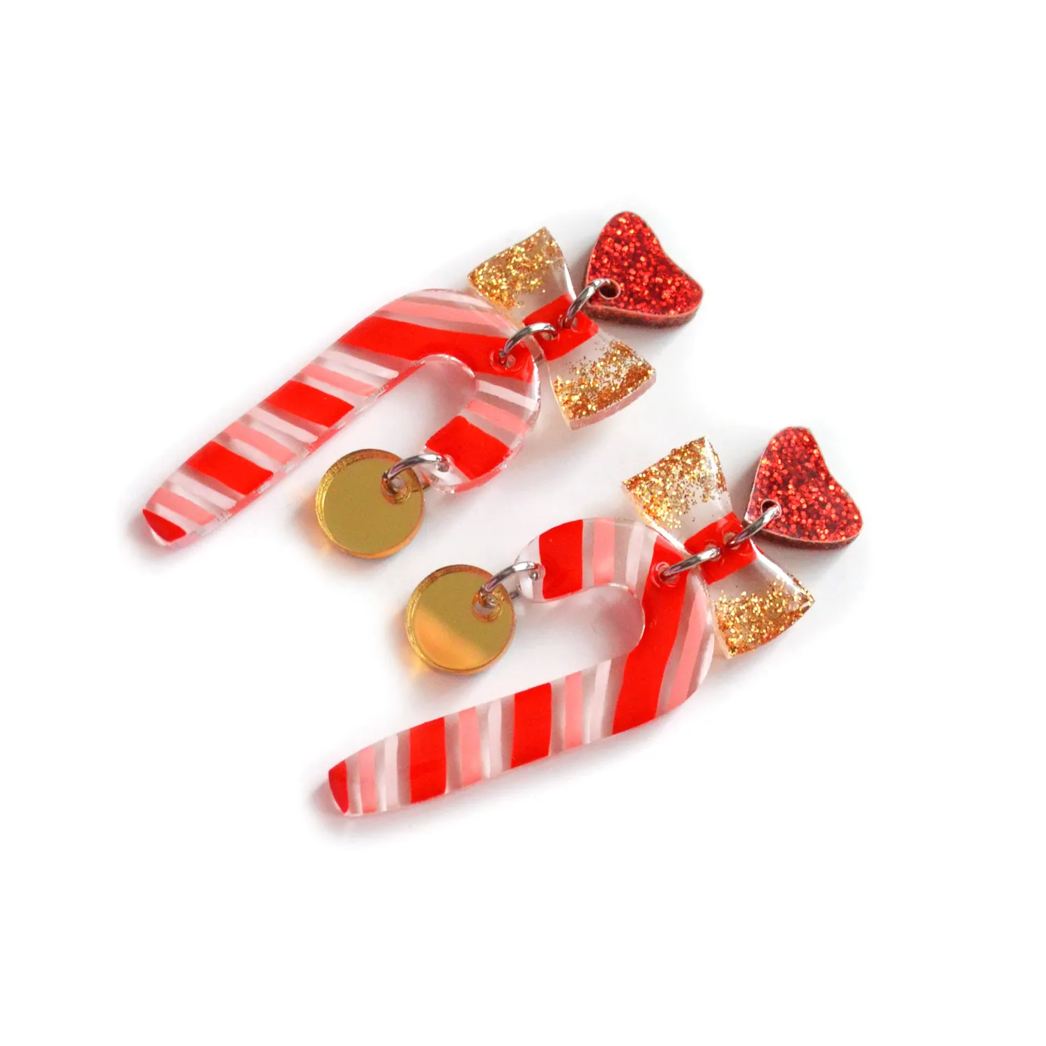 BooandBooFactory Candy Cane øredobber rød gull sløyfe